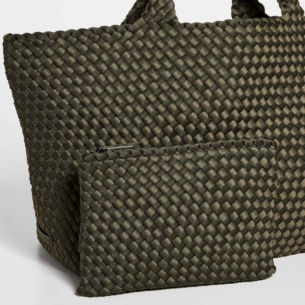 NAGHEDI St Barths Large Olive Tote and Pouch O/S
